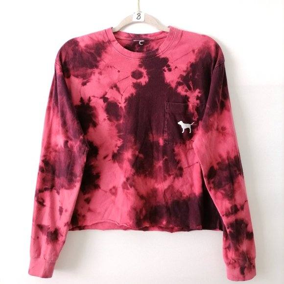 Pink Victoria's Secret Purple & Red Crew Neck Tie Dye Sweatshirt Sz SP Set Of 2 - Picture 6 of 11